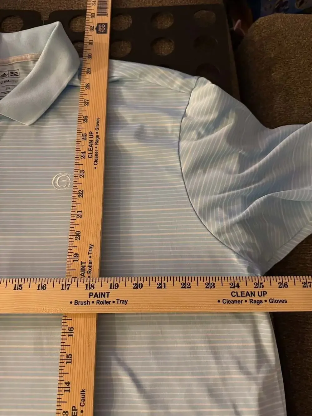 Adidas Golf Climalite Polo Shirt Size 2XL Light Blue Striped